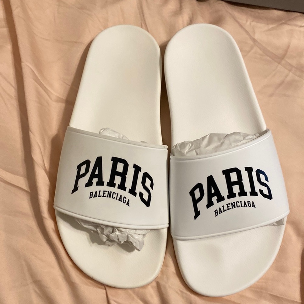 Balenciaga Cities Bicolor Pool Slide Sandals NWT